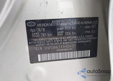 2018 Hyundai Elantra Sel из США, поврежденный, VIN 5NPD84LF4JH354271